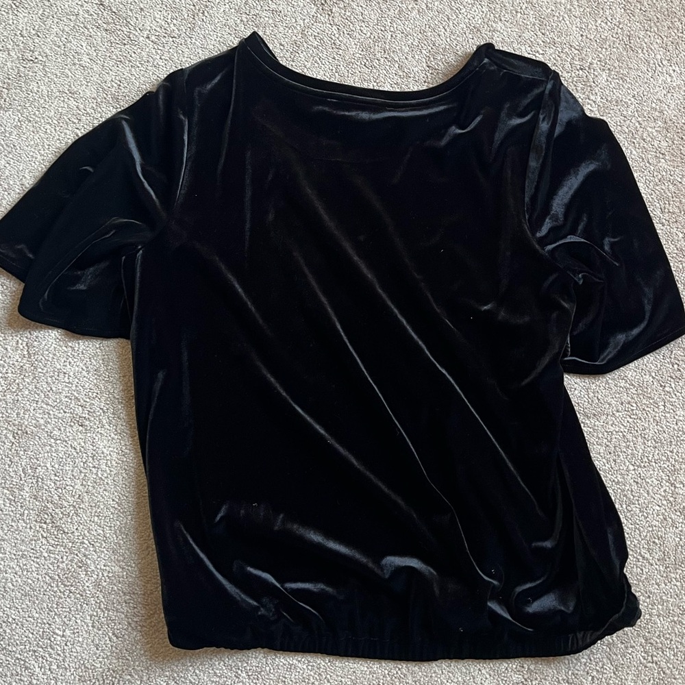 loft | medium black velvet top with cinched waist - Picture 5 of 5
